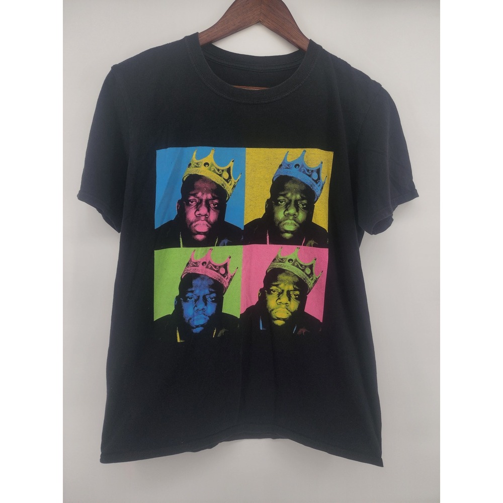 Black Notorious BIG Crown Pop Art T Shirt Men Graphic‎ Tee Medium